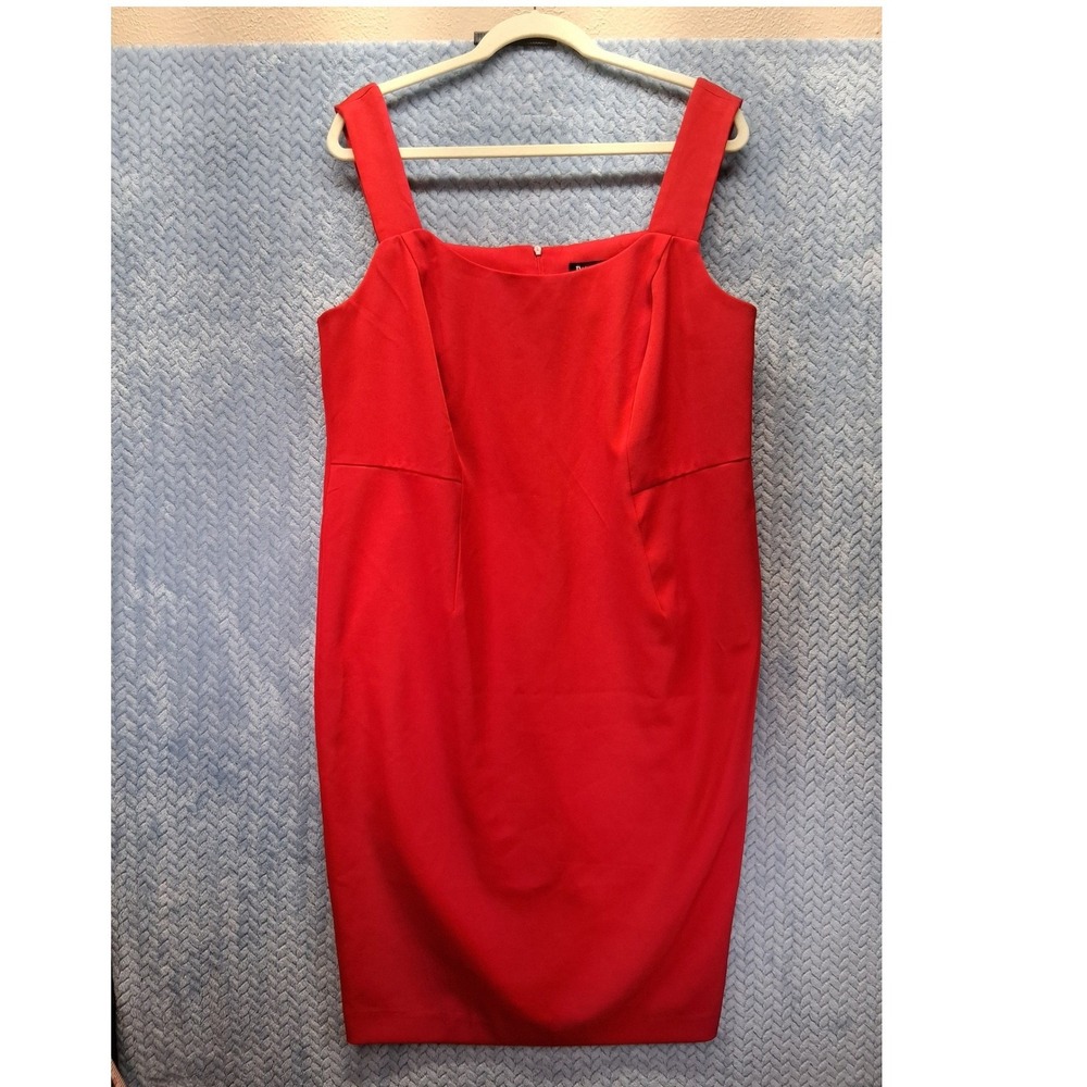 Dana Kay Red Sleeveless Sheath Dress Square Neck Size 14W Cocktail Career